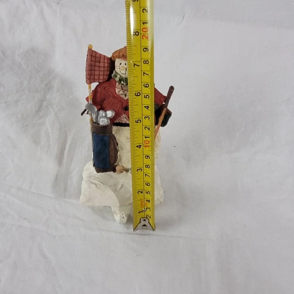 Snowman Golfer Christmas Stocking Holder Resin Holiday Mantel Decor Red Jacket